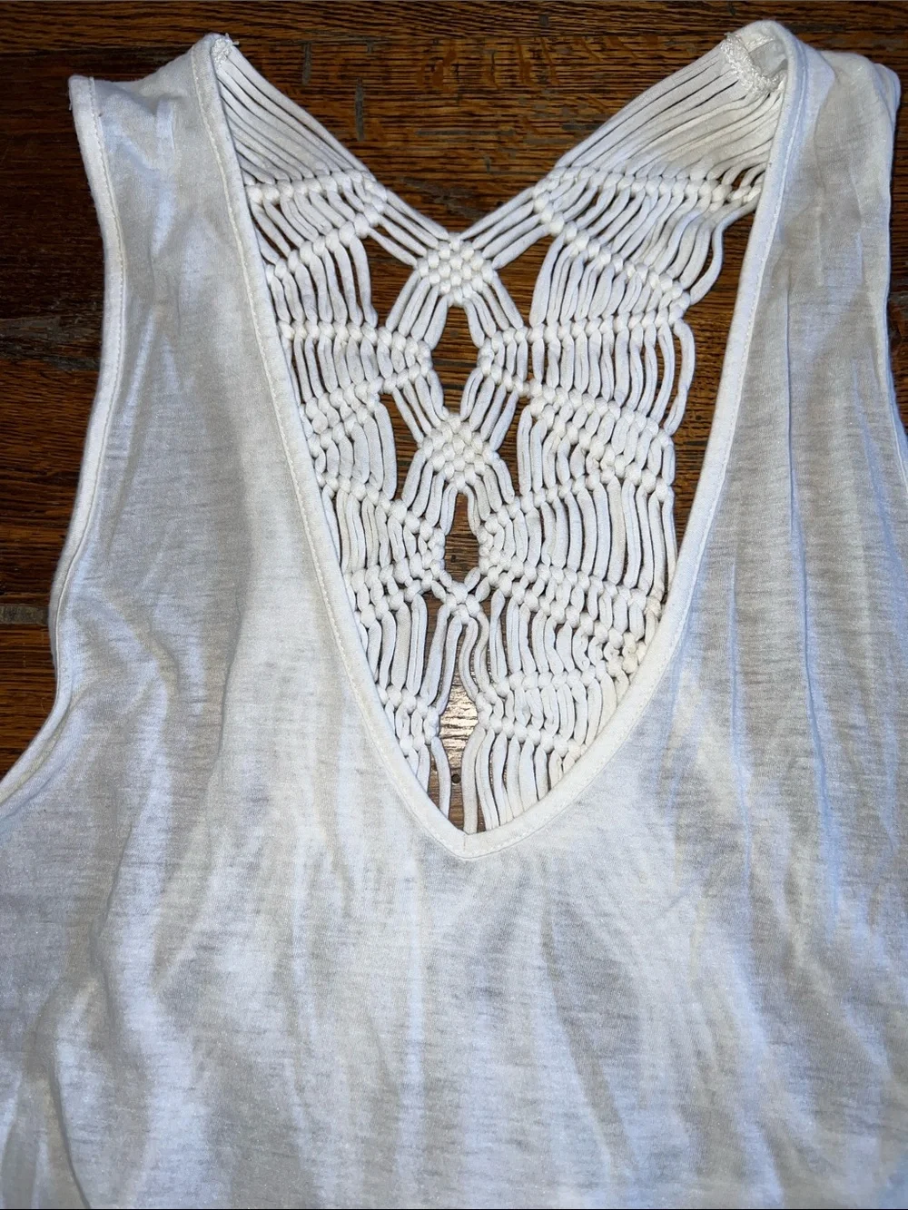 Free People White Macramé Open-Back Tank - Picture 5 of 7